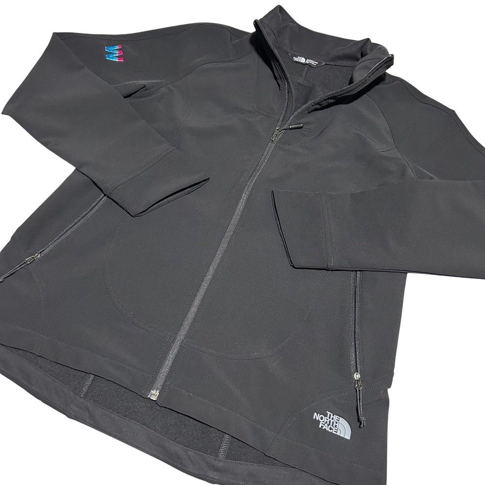 The North Face Softshell Jacket Womens L Black WindWall Full Zip Logo 1364